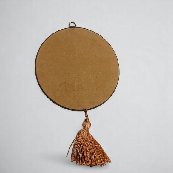 Vintage Capodimonte Style Porcelain Flower Wall Art with Gold Velvet and Tassel - Picture 7 of 13